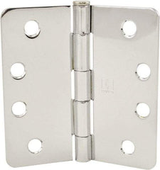 Hager - 4" Wide x 4" High 1/4 Radius Residential Hinge - Round Edge, Steel, Bright Chrome Finish - Benchmark Tooling
