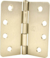 Hager - 4" Wide x 4" High 1/4 Radius Residential Hinge - Round Edge, Steel, Satin Nickel Finish - Benchmark Tooling
