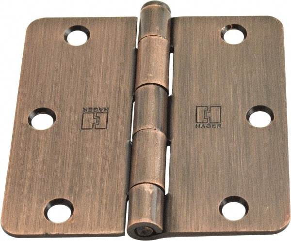 Hager - 3-1/2" Wide x 3-1/2" High 1/4 Radius Residential Hinge - Round Edge, Steel, Antique Bronze Finish - Benchmark Tooling