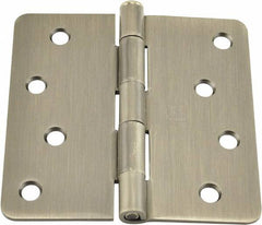 Hager - 4" Wide x 4" High 1/4 Radius Residential Hinge - Round Edge, Steel, Nickel Finish - Benchmark Tooling