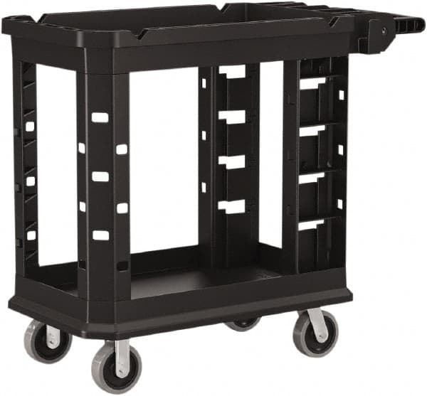 Suncast - 500 Lb Capacity, 19-1/2" Wide x 34-13/16" Long x 41-25/32" High Standard Utility Cart - 2 Shelf, Structural Foam, 2 Swivel, 2 Fixed/Locking Casters - Benchmark Tooling