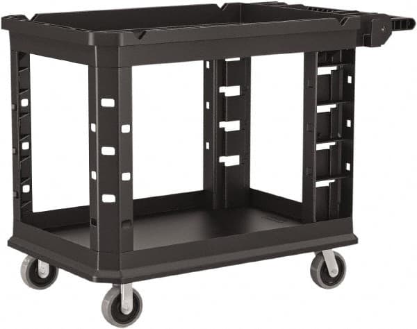 Suncast - 500 Lb Capacity, 26-1/2" Wide x 47-25/32" Long x 34-13/16" High Standard Utility Cart - 2 Shelf, Structural Foam, 2 Swivel, 2 Fixed/Locking Casters - Benchmark Tooling