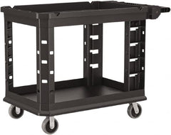 Suncast - 500 Lb Capacity, 26-1/2" Wide x 47-25/32" Long x 34-13/16" High Standard Utility Cart - 2 Shelf, Structural Foam, 2 Swivel, 2 Fixed/Locking Casters - Benchmark Tooling