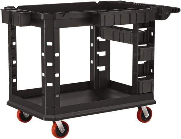 Suncast - 500 Lb Capacity, 26-1/2" Wide x 47-1/16" Long x 34-13/16" High Standard Utility Cart - 2 Shelf, Structural Foam, 4 Swivel Casters - Benchmark Tooling