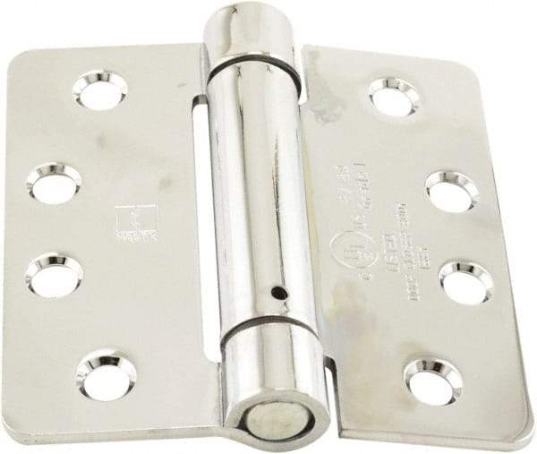 Hager - 4" Wide x 4" High Standard Weight Ball Bearing Residential Hinge - Round Edge, Steel, Bright Chrome Finish - Benchmark Tooling