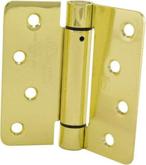 Hager - 4" Wide x 4" High Special Residential Residential Hinge - Round Edge, Steel, Bright Brass Finish - Benchmark Tooling