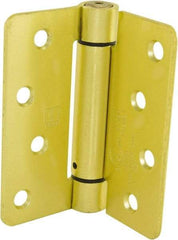 Hager - 4" Wide x 4" High Special Residential Residential Hinge - Round Edge, Steel, Satin Brass Finish - Benchmark Tooling