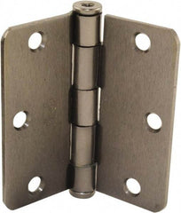Hager - 3-1/2" Wide x 3-1/2" High Standard Weight Plain Bearing Residential Hinge - Round Edge, Steel, Black Nickel Finish - Benchmark Tooling