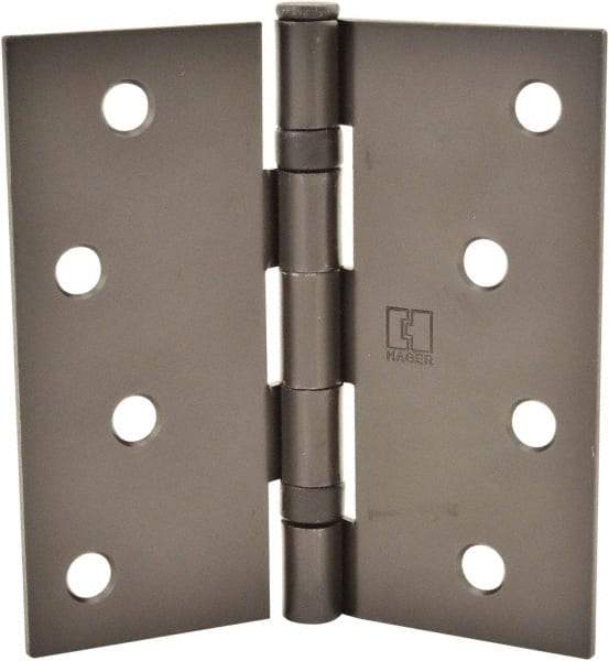 Hager - 4" Wide x 4" High Standard Weight Ball Bearing Residential Hinge - Square Edge, Steel, Matte Antique Bronze Finish - Benchmark Tooling