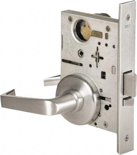 Stanley - Storeroom Lever Lockset for 1-3/8 to 1-3/4" Thick Doors - 2-3/8 to 2-3/4" Back Set, Brass, Satin Chrome Finish - Benchmark Tooling