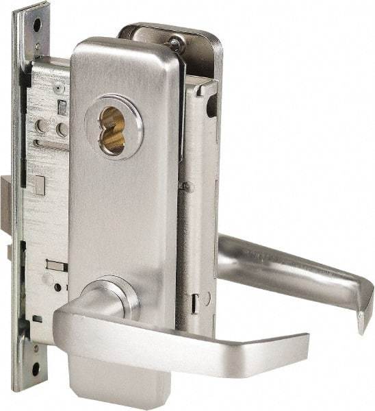 Stanley - Office Lever Lockset for 1-3/8 to 1-3/4" Thick Doors - 2-3/8 to 2-3/4" Back Set, Brass, Satin Chrome Finish - Benchmark Tooling