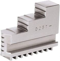 Samchully - 7-1/2" Max Chuck Diam Compatibility, Steel Square Serrated Hard Lathe Top Jaws - 2 Steps, 22mm Wide x 75mm Long x 55.5mm High - Benchmark Tooling