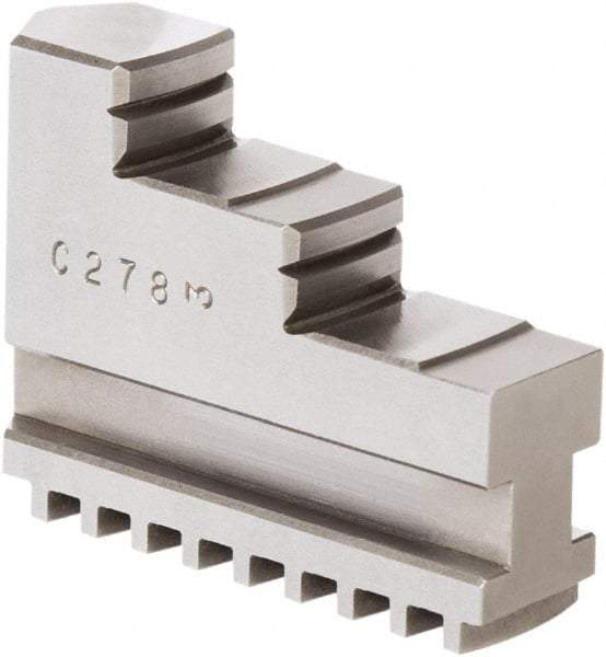 Samchully - 11" Max Chuck Diam Compatibility, Steel Square Serrated Hard Lathe Top Jaws - 2 Steps, 28mm Wide x 98mm Long x 69.5mm High - Benchmark Tooling