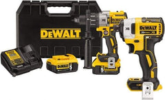 DeWALT - 20 Volt 1/2" Keyless Chuck Cordless Hammer Drill - 0 to 38,250 BPM, 0 to 2,000 RPM, Reversible - Benchmark Tooling