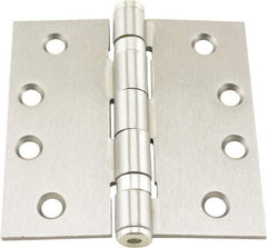 Hager - 4" Long x 4" Wide x 0.062" Thick, Steel Full Mortise Ball Bearing Hinge - Satin Chrome Finish, 5 Knuckles - Benchmark Tooling