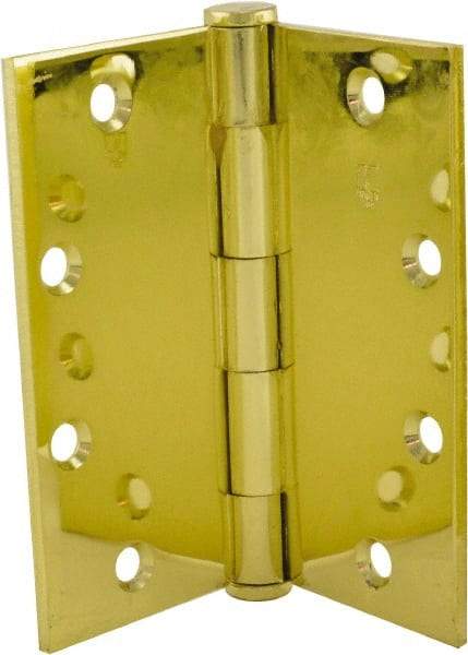 Hager - 5" Long x 5" Wide x 0.062" Thick, Steel Full Mortise Hinge - Bright Brass Finish, 5 Knuckles - Benchmark Tooling