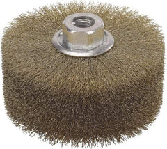 WALTER Surface Technologies - 4-1/2" OD, 5/8-11 Arbor Hole, Crimped Steel Wheel Brush - 2" Face Width, 1" Trim Length, 0.01" Filament Diam, 4,000 RPM - Benchmark Tooling