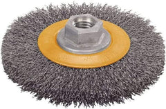 WALTER Surface Technologies - 6" OD, 5/8-11 Arbor Hole, Crimped Stainless Steel Wheel Brush - 5/8" Face Width, 1" Trim Length, 0.0118" Filament Diam, 9,000 RPM - Benchmark Tooling