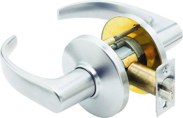 Stanley - Grade 1 Passage Lever Lockset - 2-3/4" Back Set, Zinc, Satin Chrome Finish - Benchmark Tooling