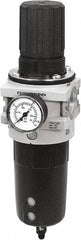 Parker - 1" NPT Port Heavy-Duty 1 Piece Filter/Regulator FRL Unit - Polypropylene Bowl, 465 SCFM, 254 Max psi, 13-1/2" High, Manual Drain - Benchmark Tooling