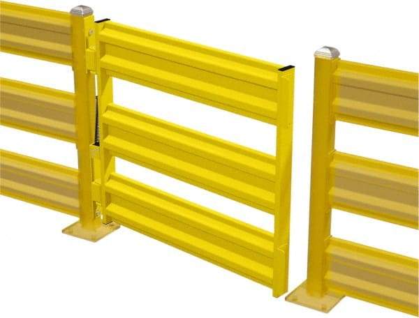 Steel King - Steel Self Closing Rail Safety Gate - Fits 48" Clear Opening, 43-3/4" Wide x 39" Door Height, 103 Lb, Safety Yellow - Benchmark Tooling