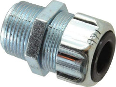 Thomas & Betts - 0.31 to 0.56" Cable Capacity, Liquidtight, Straight Strain Relief Cord Grip - 3/4 NPT Thread, 1-25/32" Long, Steel - Benchmark Tooling