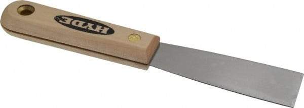 Hyde Tools - 1-1/4" Wide Steel Putty Knife - Stiff, Hardwood Handle, 7-3/4" OAL - Benchmark Tooling