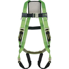 Miller - 400 Lb Capacity, Size Universal, Full Body Construction Safety Harness - Polyester Webbing, Quick Connect Leg Strap, Quick Connect Chest Strap, Green/Black - Benchmark Tooling