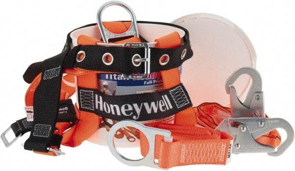 Miller - 310 Lb. Capacity, General Use Fall Protection Kit - Back D Ring, 6 Ft. Lanyard Long, Gold and Black - Benchmark Tooling