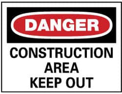 NMC - "Danger - Construction Area - Keep Out", 14" Long x 20" Wide, Aluminum Safety Sign - Rectangle, 0.04" Thick, Use for Security & Admittance - Benchmark Tooling