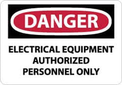 NMC - "Danger - Electrical Equipment - Authorized Personnel Only", 10" Long x 14" Wide, Aluminum Safety Sign - Rectangle, 0.04" Thick, Use for Accident Prevention - Benchmark Tooling