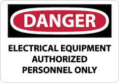 NMC - "Danger - Electrical Equipment - Authorized Personnel Only", 7" Long x 10" Wide, Pressure-Sensitive Vinyl Safety Sign - Rectangle, 0.004" Thick, Use for Accident Prevention - Benchmark Tooling