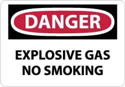 NMC - "Danger - Explosive Gas - No Smoking", 7" Long x 10" Wide, Rigid Plastic Safety Sign - Rectangle, 0.05" Thick, Use for Accident Prevention - Benchmark Tooling