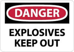 NMC - "Danger - Explosives - Keep Out", 10" Long x 14" Wide, Aluminum Safety Sign - Rectangle, 0.04" Thick, Use for Accident Prevention - Benchmark Tooling