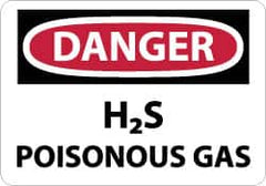 NMC - "Danger - H2s - Poisonous Gas", 10" Long x 14" Wide, Aluminum Safety Sign - Rectangle, 0.04" Thick, Use for Hazardous Materials - Benchmark Tooling