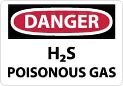 NMC - "Danger - H2s - Poisonous Gas", 7" Long x 10" Wide, Rigid Plastic Safety Sign - Rectangle, 0.05" Thick, Use for Hazardous Materials - Benchmark Tooling