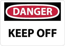 NMC - "Danger - Keep Off", 10" Long x 14" Wide, Aluminum Safety Sign - Rectangle, 0.04" Thick, Use for Hazardous Materials - Benchmark Tooling