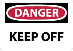 NMC - "Danger - Keep Off", 10" Long x 14" Wide, Pressure-Sensitive Vinyl Safety Sign - Rectangle, 0.004" Thick, Use for Hazardous Materials - Benchmark Tooling