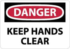 NMC - "Danger - Keep Hands Clear", 10" Long x 14" Wide, Aluminum Safety Sign - Rectangle, 0.04" Thick, Use for Accident Prevention - Benchmark Tooling