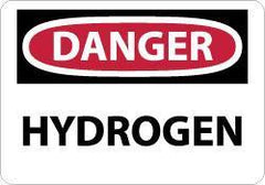 NMC - "Danger - Hydrogen", 7" Long x 10" Wide, Pressure-Sensitive Vinyl Safety Sign - Rectangle, 0.004" Thick, Use for Hazardous Materials - Benchmark Tooling