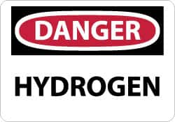 NMC - "Danger - Hydrogen", 10" Long x 14" Wide, Pressure-Sensitive Vinyl Safety Sign - Rectangle, 0.004" Thick, Use for Hazardous Materials - Benchmark Tooling