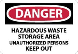 NMC - "Danger - Hazardous Waste Storage Area - Unauthorized Persons Keep Out", 10" Long x 14" Wide, Aluminum Safety Sign - Rectangle, 0.04" Thick, Use for Security & Admittance - Benchmark Tooling