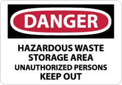 NMC - "Danger - Hazardous Waste Storage Area - Unauthorized Persons Keep Out", 10" Long x 14" Wide, Aluminum Safety Sign - Rectangle, 0.04" Thick, Use for Security & Admittance - Benchmark Tooling