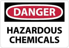 NMC - "Danger - Hazardous Chemicals", 10" Long x 14" Wide, Rigid Plastic Safety Sign - Rectangle, 0.05" Thick, Use for Hazardous Materials - Benchmark Tooling