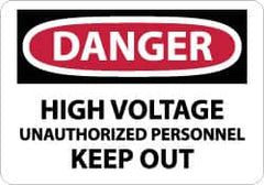 NMC - "Danger - High Voltage - Unauthorized Personnel Keep Out", 10" Long x 14" Wide, Aluminum Safety Sign - Rectangle, 0.04" Thick, Use for Accident Prevention - Benchmark Tooling