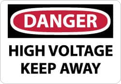 NMC - "Danger - High Voltage - Keep Away", 10" Long x 14" Wide, Aluminum Safety Sign - Rectangle, 0.04" Thick, Use for Accident Prevention - Benchmark Tooling