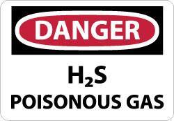 NMC - "Danger - H2s - Poisonous Gas", 10" Long x 14" Wide, Rigid Plastic Safety Sign - Rectangle, 0.05" Thick, Use for Hazardous Materials - Benchmark Tooling