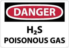 NMC - "Danger - H2s - Poisonous Gas", 10" Long x 14" Wide, Rigid Plastic Safety Sign - Rectangle, 0.05" Thick, Use for Hazardous Materials - Benchmark Tooling