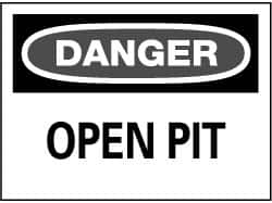 NMC - "Danger - Open Pit", 14" Long x 20" Wide, Aluminum Safety Sign - Rectangle, 0.04" Thick, Use for Accident Prevention - Benchmark Tooling