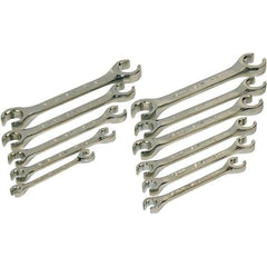 SK - 11 Piece, 1/4 x 5/16 to 3/4 x 7/8", Flare Nut Wrench Set - Inch/Metric System of Measurement, Chrome Finish - Benchmark Tooling